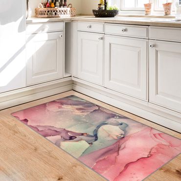Rug - Watercolour Pastel Pink With Gold