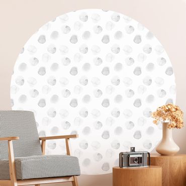 Self-adhesive round wallpaper kids - Watercolour Dots Grey