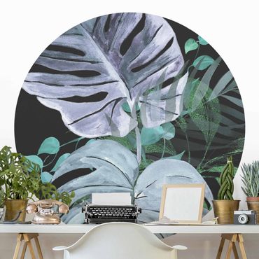 Self-adhesive round wallpaper - Watercolour Tropical Arrangement Of Colours