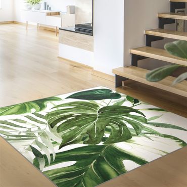 Rug - Watercolour Tropical Arrangement With Monstera