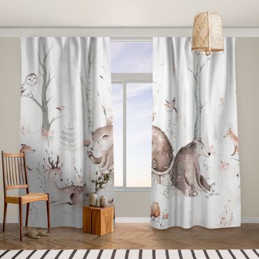 Curtain - Watercolour Forest Animal Friends