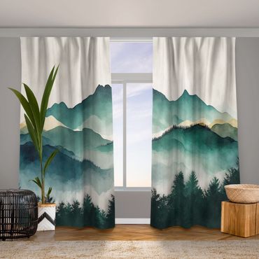 Curtain - Mountainous Watercolour Landscape