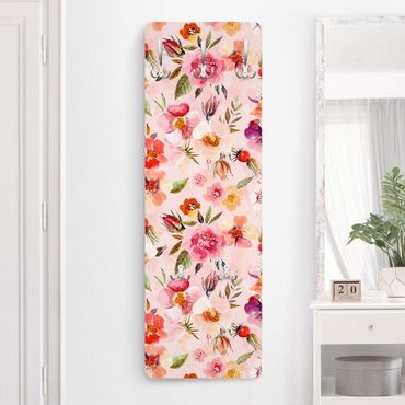 Coat rack modern - Watercolour Flowers On Light Pink