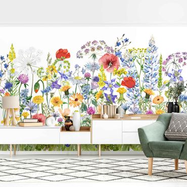 Wallpaper - Watercolour Flower Meadow