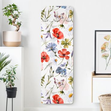 Coat rack modern - Watercolour Poppy With Cloverleaf
