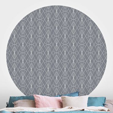 Self-adhesive round wallpaper - Art Deco Diamond Pattern In Front Of Grey XXL