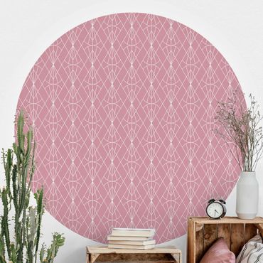Self-adhesive round wallpaper - Art Deco Diamond Pattern In Front Of Pink XXL