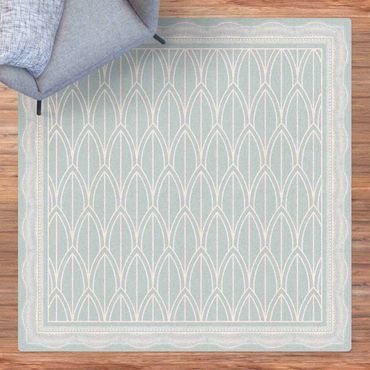 Cork mat - Art Deco Feather Pattern With Border  - Square 1:1
