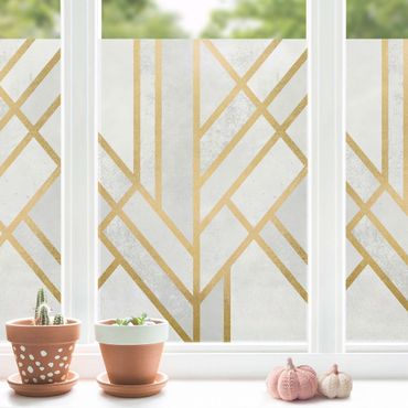 Window decoration - Art Deco Geometry White Gold