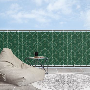 Balcony privacy screen - Art Deco Palm With Border
