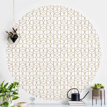 Self-adhesive round wallpaper - Art Deco Butterfly Line Pattern XXL