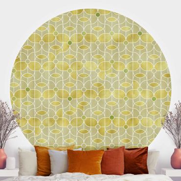 Self-adhesive round wallpaper - Art Deco Butterfly Pattern