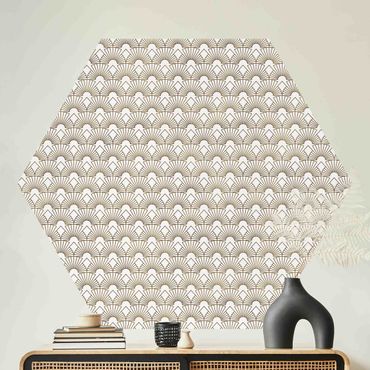 Self-adhesive hexagonal pattern wallpaper - Art Deco Bright Arches Line Pattern XXL
