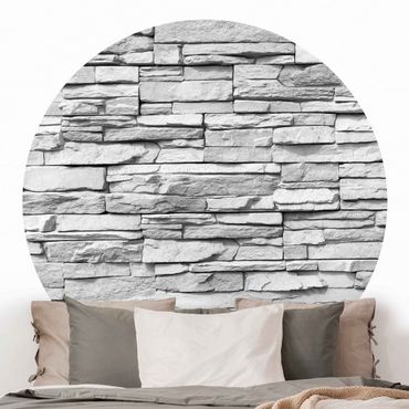 Self-adhesive round wallpaper - Ashlar Masonry