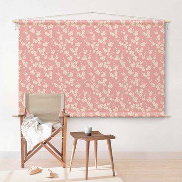 Tapestry - Asian Cherry Blossom Pattern In Light Pink