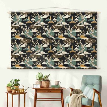 Tapestry - Asian Pattern With Cranes