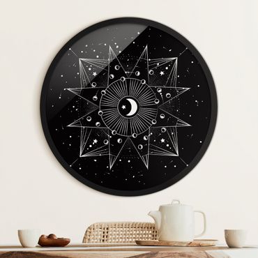 Circular framed print - Astrology Moon Magic Black