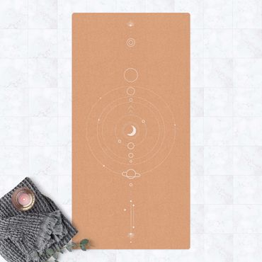 Cork mat - Astrology Orbit Planets White - Portrait format 1:2
