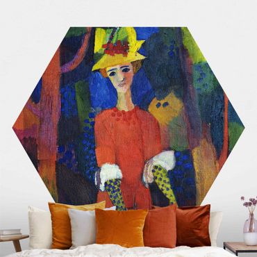 Self-adhesive hexagonal pattern wallpaper - August Macke - Woman in Park