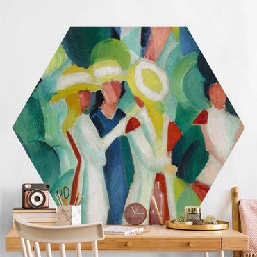 Self-adhesive hexagonal pattern wallpaper - August Macke - Three Girls