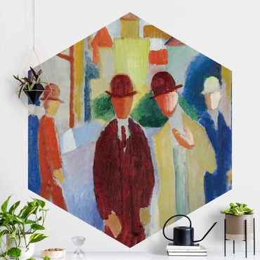 Self-adhesive hexagonal pattern wallpaper - August Macke - Bright Street With People
