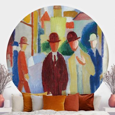 Self-adhesive round wallpaper - August Macke - Bright Street with People