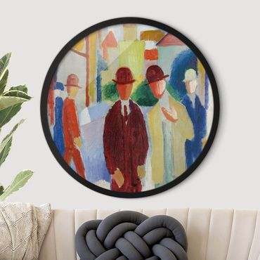 Circular framed print - August Macke - Bright Street With People