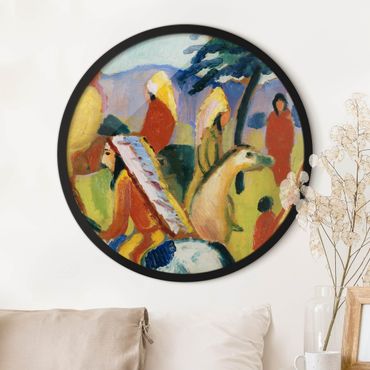 Circular framed print - August Macke - Riding Indians At The Tent