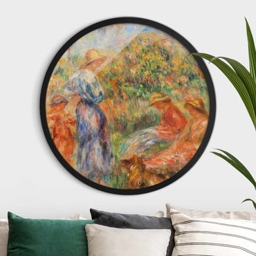 Circular framed print - Auguste Renoir - Three Women And Child In A Landscape