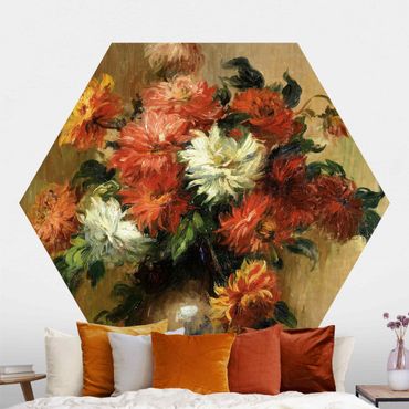 Self-adhesive hexagonal pattern wallpaper - Auguste Renoir - Still Life With Dahlias