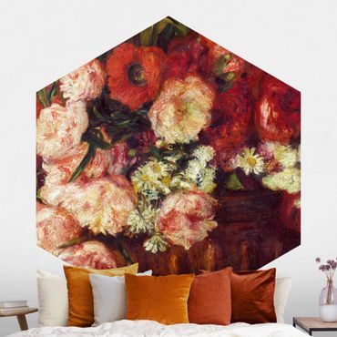 Self-adhesive hexagonal pattern wallpaper - Auguste Renoir - Still Life With Peonies