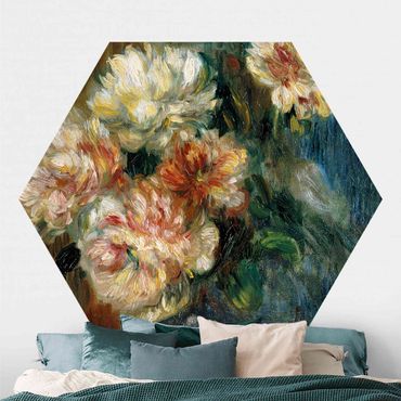 Self-adhesive hexagonal pattern wallpaper - Auguste Renoir - Vase Of Peonies