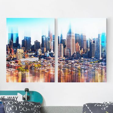 Print on canvas 2 parts - Manhattan Skyline Urban Stretch