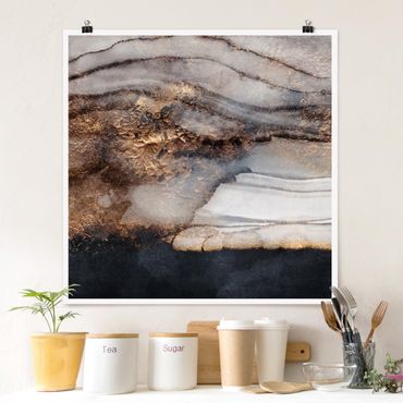 Poster - Golden Marble Painted