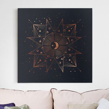 Print on canvas - Astrology Moon Magic Blue Gold