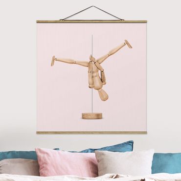 Fabric print with poster hangers - Pole Dance With Wooden Figure