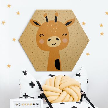 Alu-Dibond hexagon - Baby Giraffe