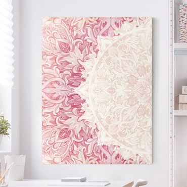Print on canvas - Mandala WaterColours Ornament Semicircle Beige Light Pink