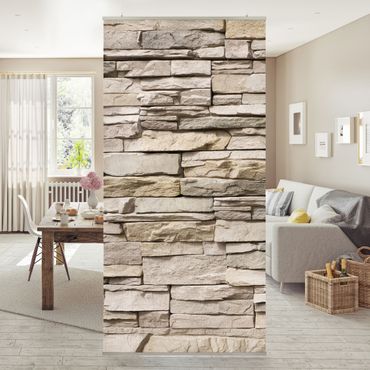 Room divider - Asian Stonewall - Stone Wall From Large Light Coloured Stones