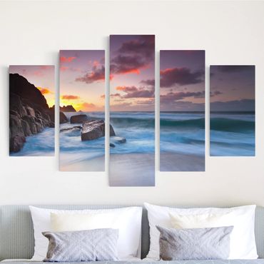 Print on canvas 5 parts - By The Sea In Cornwall