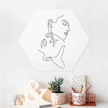 Forex hexagon - Line Art Women Faces White