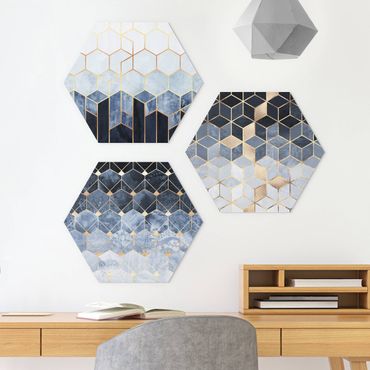 Forex hexagon - Blue White Golden Hexagons Set