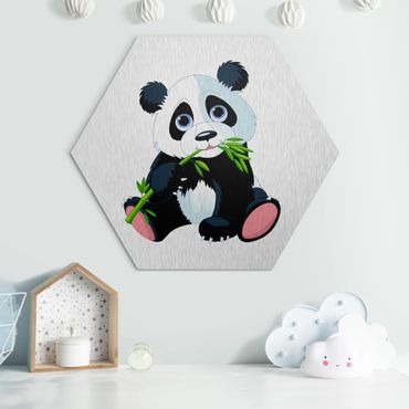 Alu-Dibond hexagon - Nibbling Panda