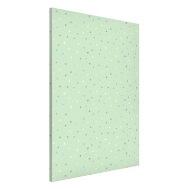 Magnetic memo board - Colourful Drawn Pastel Triangles On Green