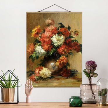 Fabric print with poster hangers - Auguste Renoir - Still Life with Dahlias