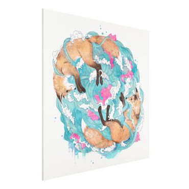 Print on forex - Illustration Foxes And Waves Painting