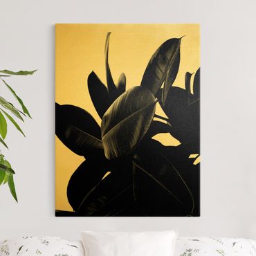 Canvas print gold - Rubber Tree Black And White
