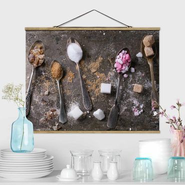 Fabric print with poster hangers - Vintage Spoon With Sugar