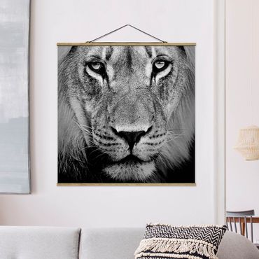 Fabric print with poster hangers - Old Lion