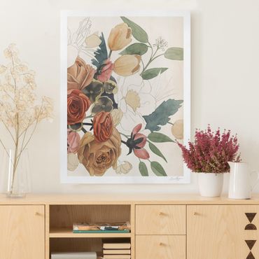 Print on canvas - Drawing Flower Bouquet In Red And Sepia II